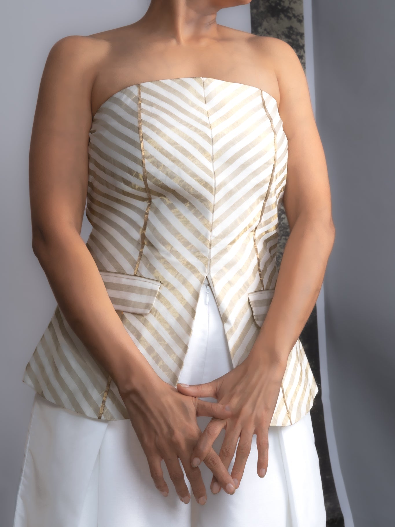 Chanderi Striped Tube and Silk Trousers Set - CiceroniCo - ord SetOtouto