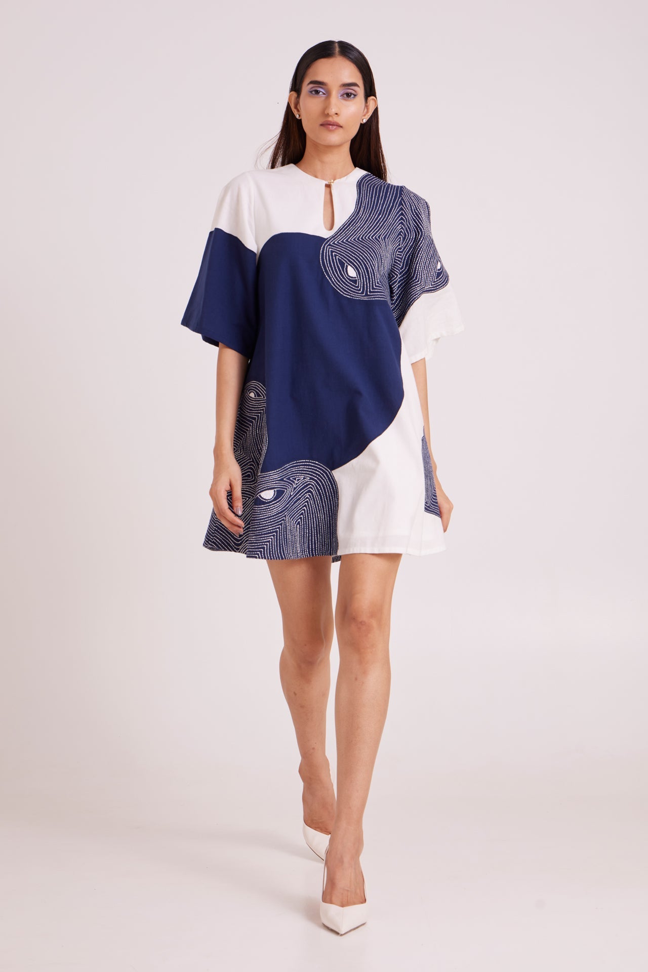 Chandra - Embroidered Full Moon Short Dress - CiceroniDressMadder Much
