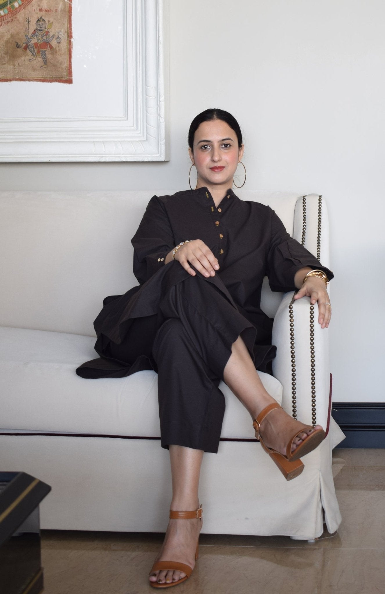 Charcoal Antifit Kurta with Placket - CiceroniKurta, Everyday WearHouse of Moxa