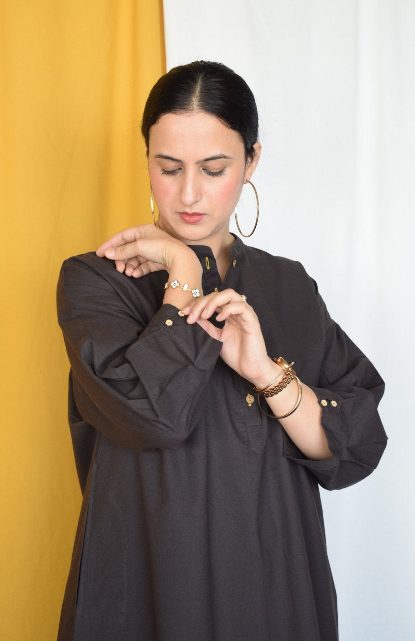 Charcoal Antifit Kurta with Placket - CiceroniKurta, Everyday WearHouse of Moxa