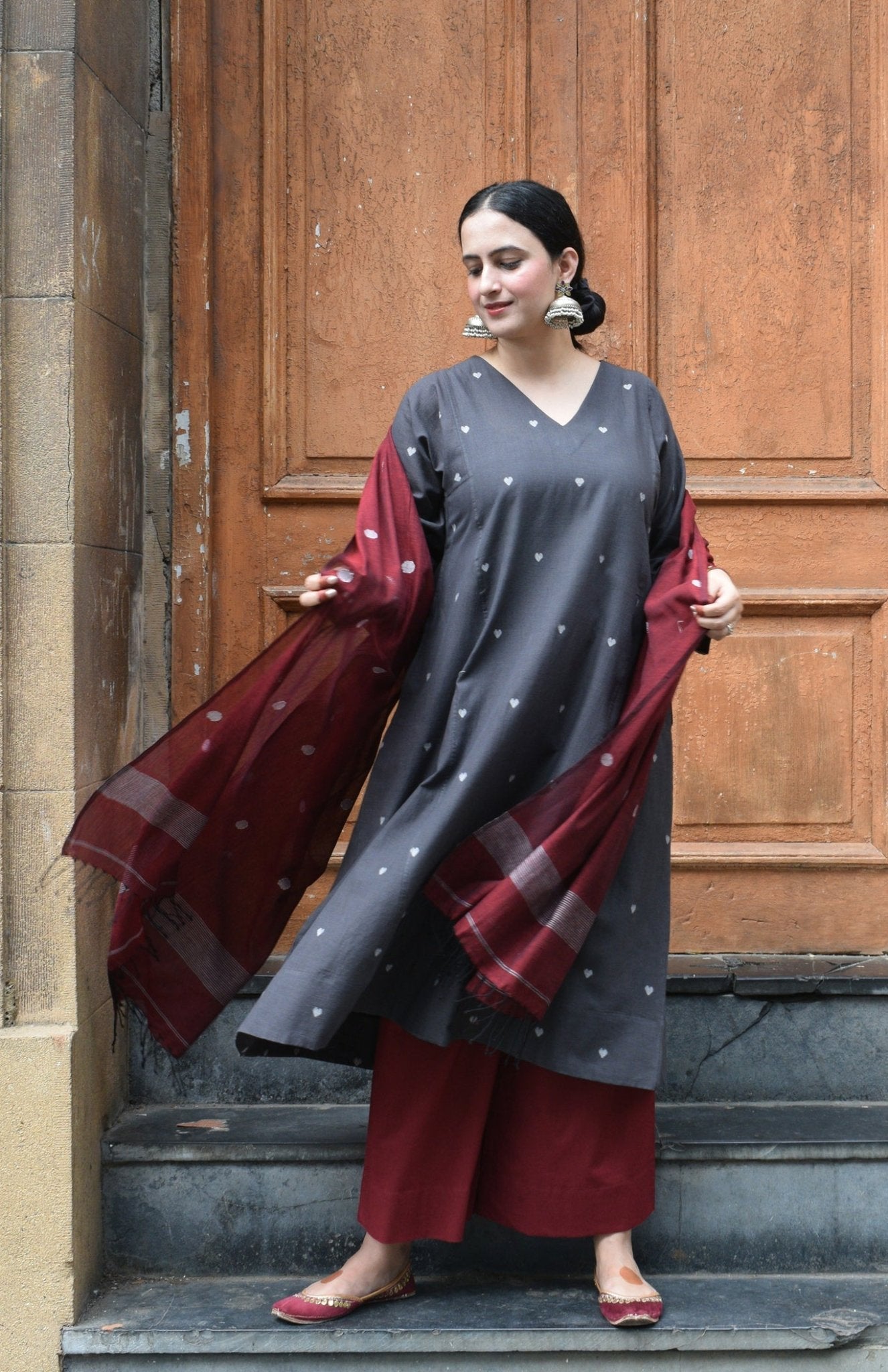 Charcoal Jamdani Phiran - CiceroniKurta, Everyday WearHouse of Moxa