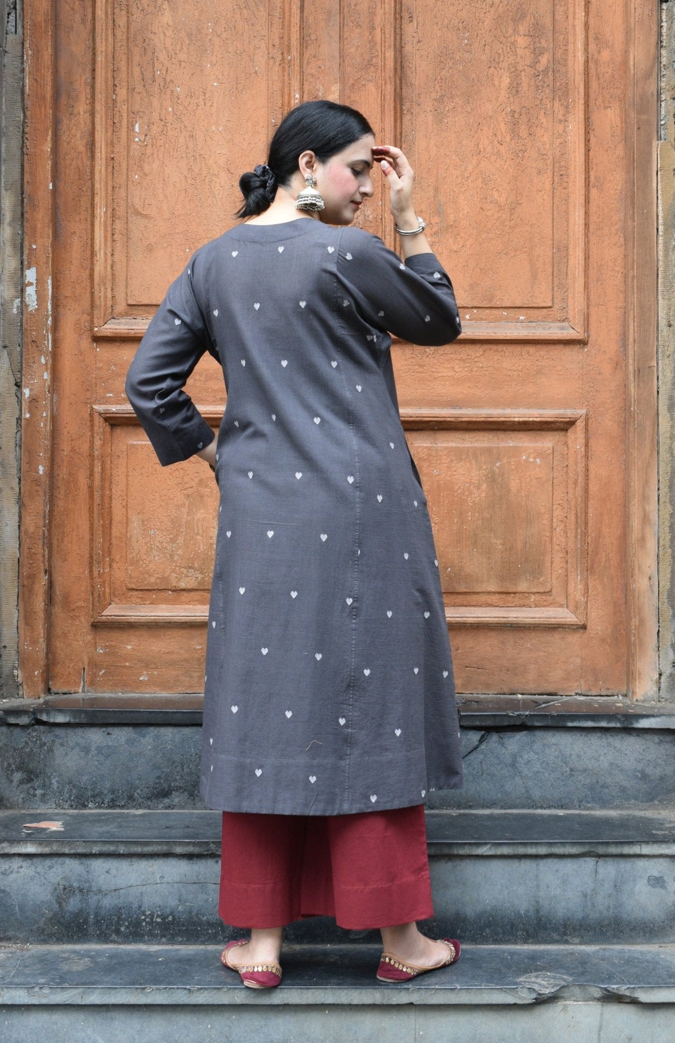 Charcoal Jamdani Phiran - CiceroniKurta, Everyday WearHouse of Moxa