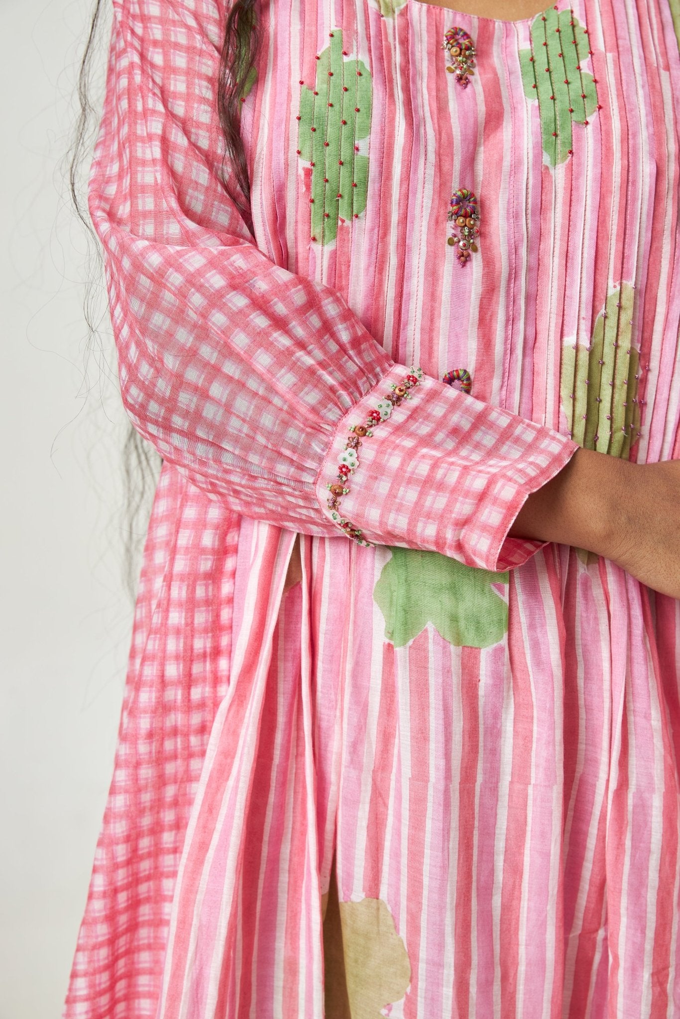 Cherry Blossom Block Printed Kurta Set with Dupatta - CiceroniKurta SetPants and Pajamas