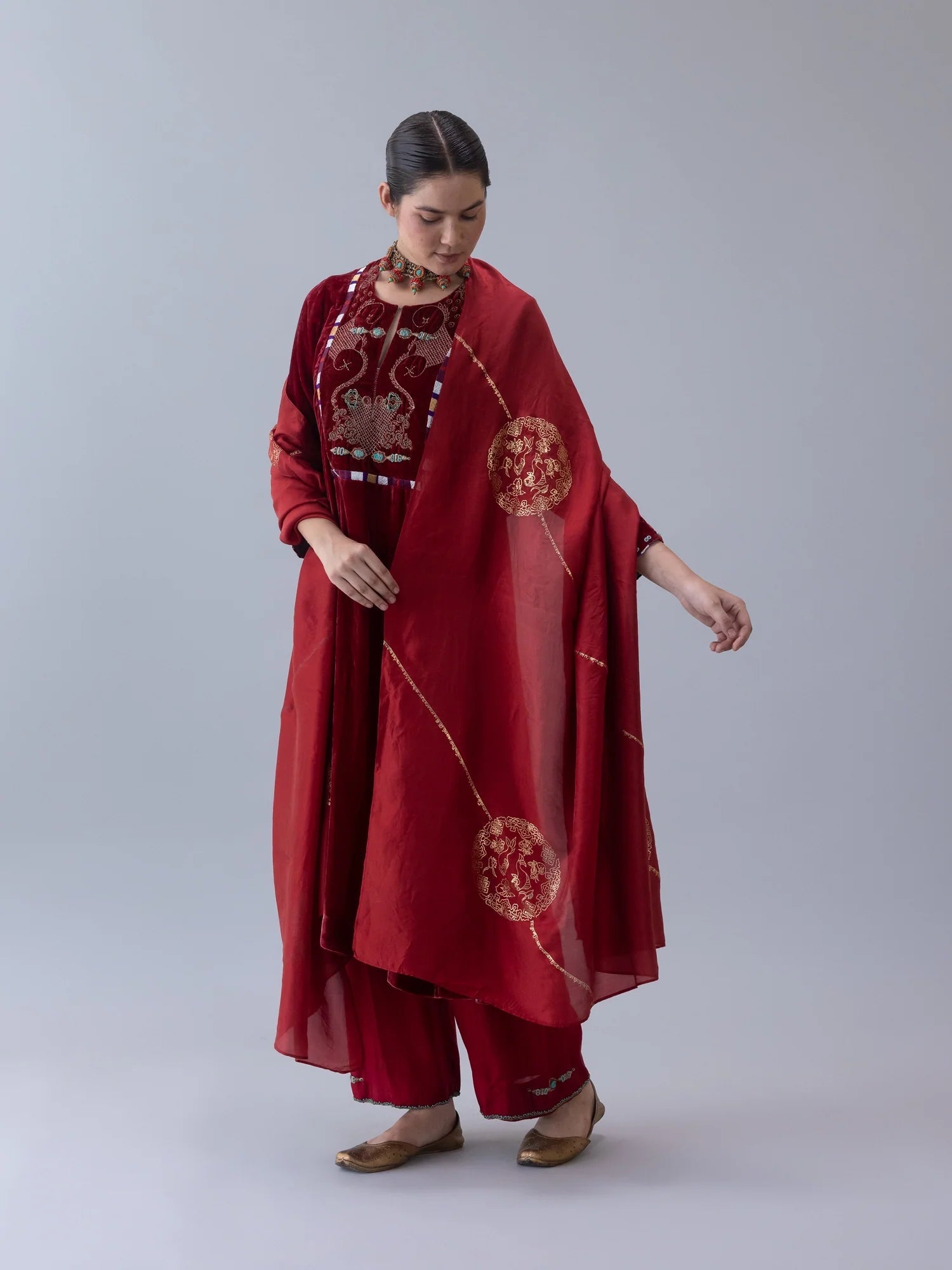 Chimi Red Dupatta - CiceroniDupattaShades of India