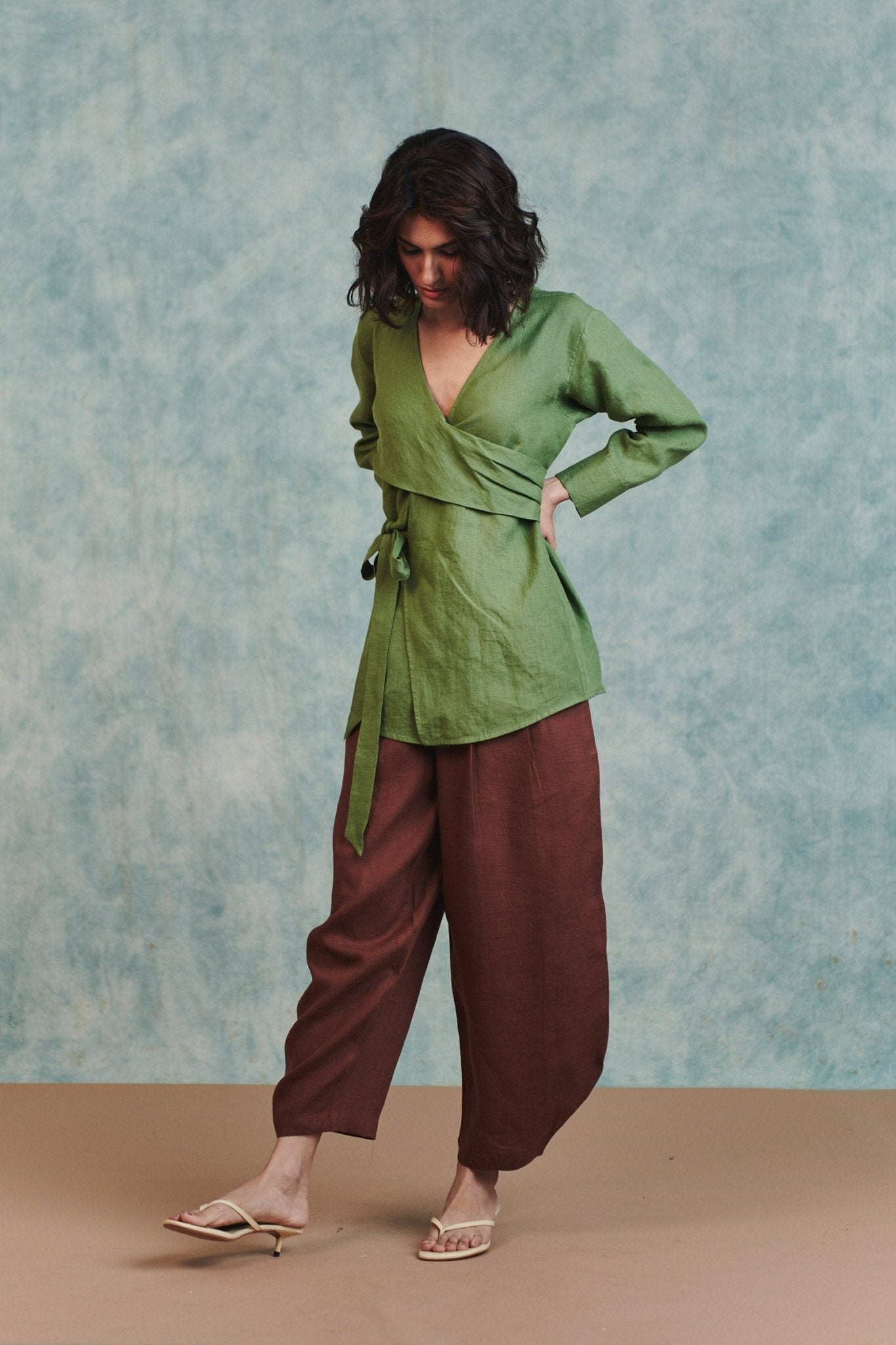 Chocolate Linen Billow Pants - CiceroniWomen PantsSaphed