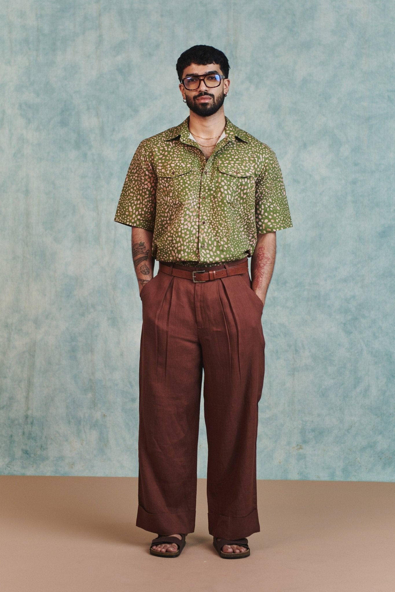 Chocolate Linen Men's Baggy Pants - CiceroniPantsSaphed