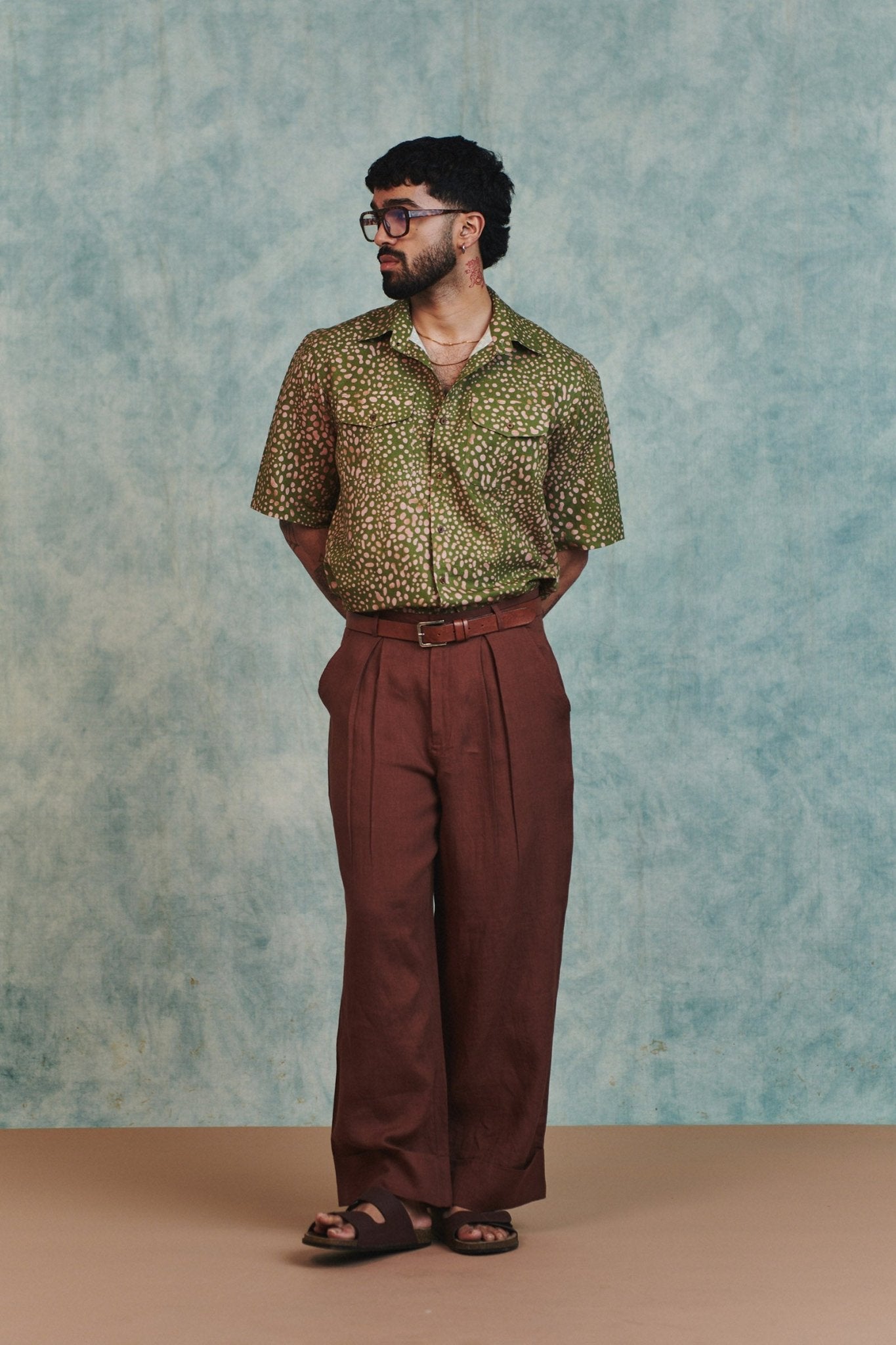 Chocolate Linen Men's Baggy Pants - CiceroniPantsSaphed