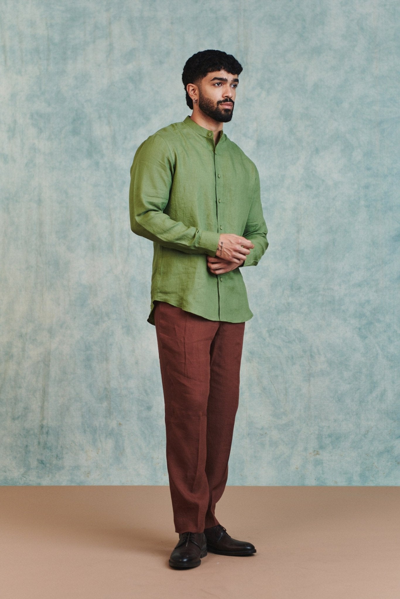 Chocolate Linen Men's Pleated Tapered Pants - CiceroniPantsSaphed