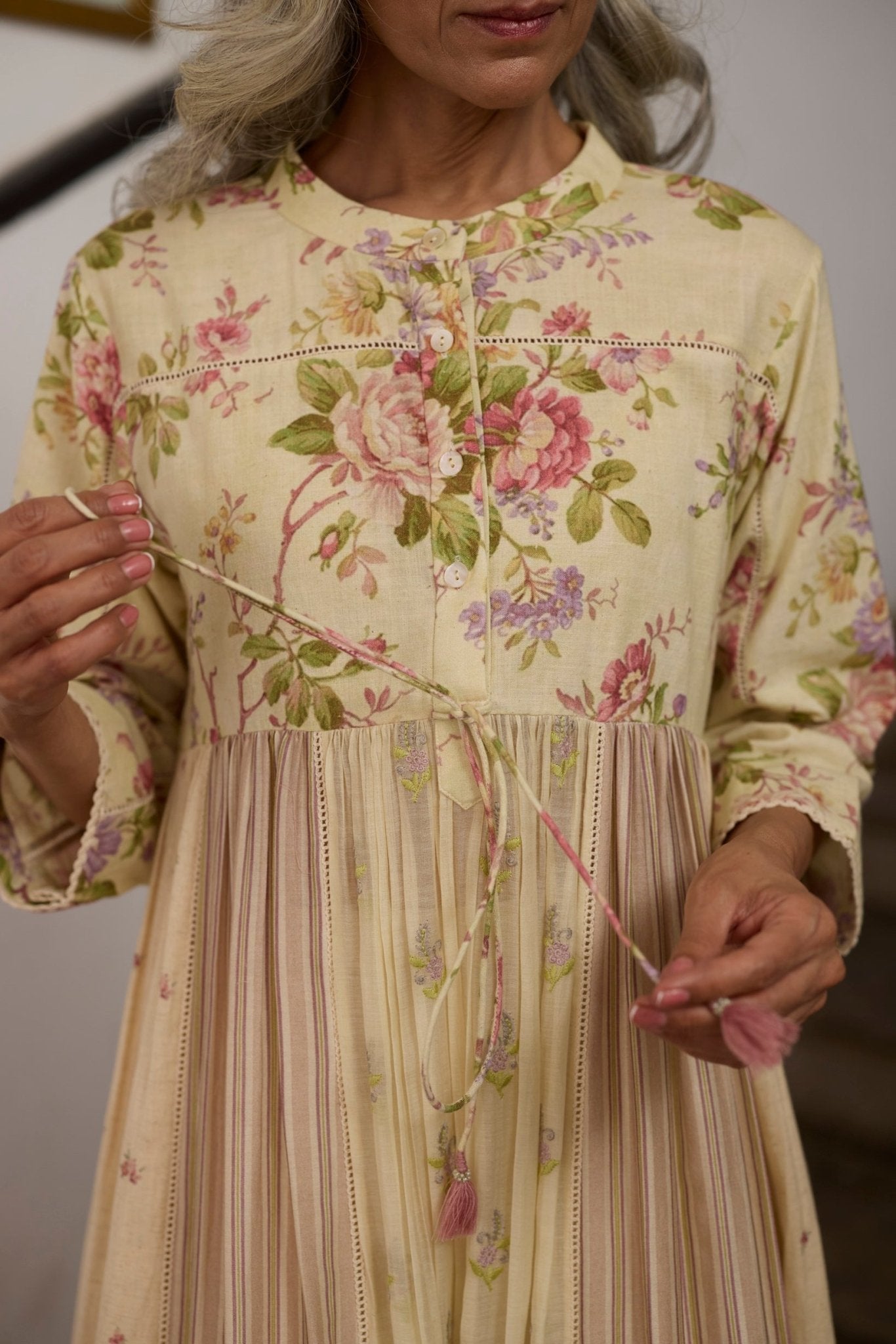 Chowa Kurta Set - Ecru and Pink - CiceroniKurta Set, Everyday WearKhyati Rughani