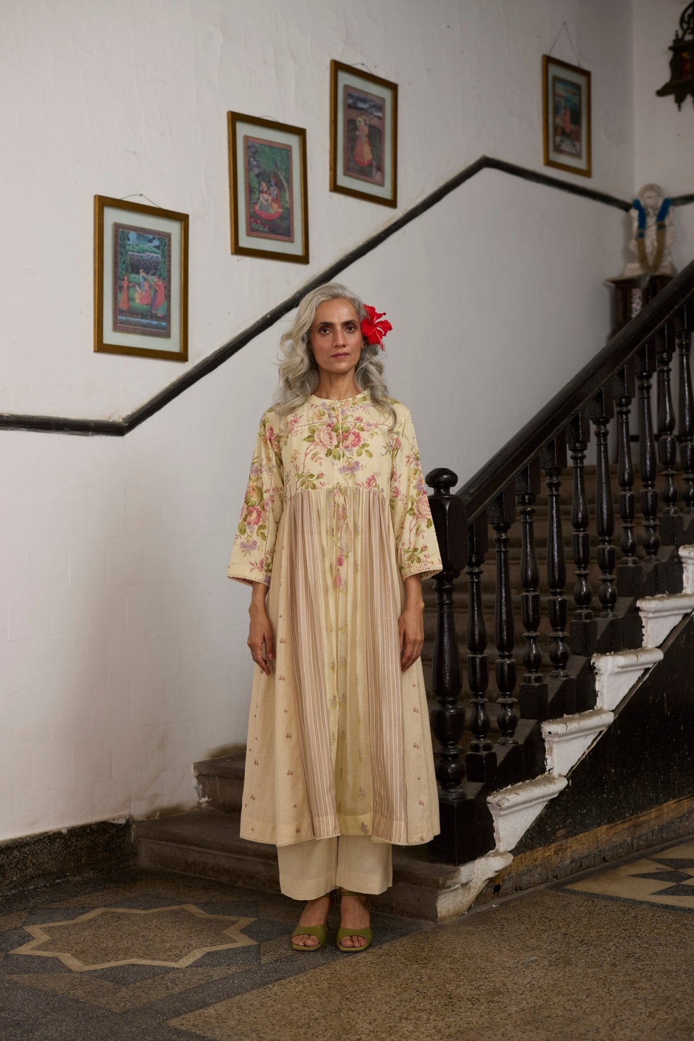 Chowa Kurta Set - Ecru and Pink - CiceroniKurta Set, Everyday WearKhyati Rughani