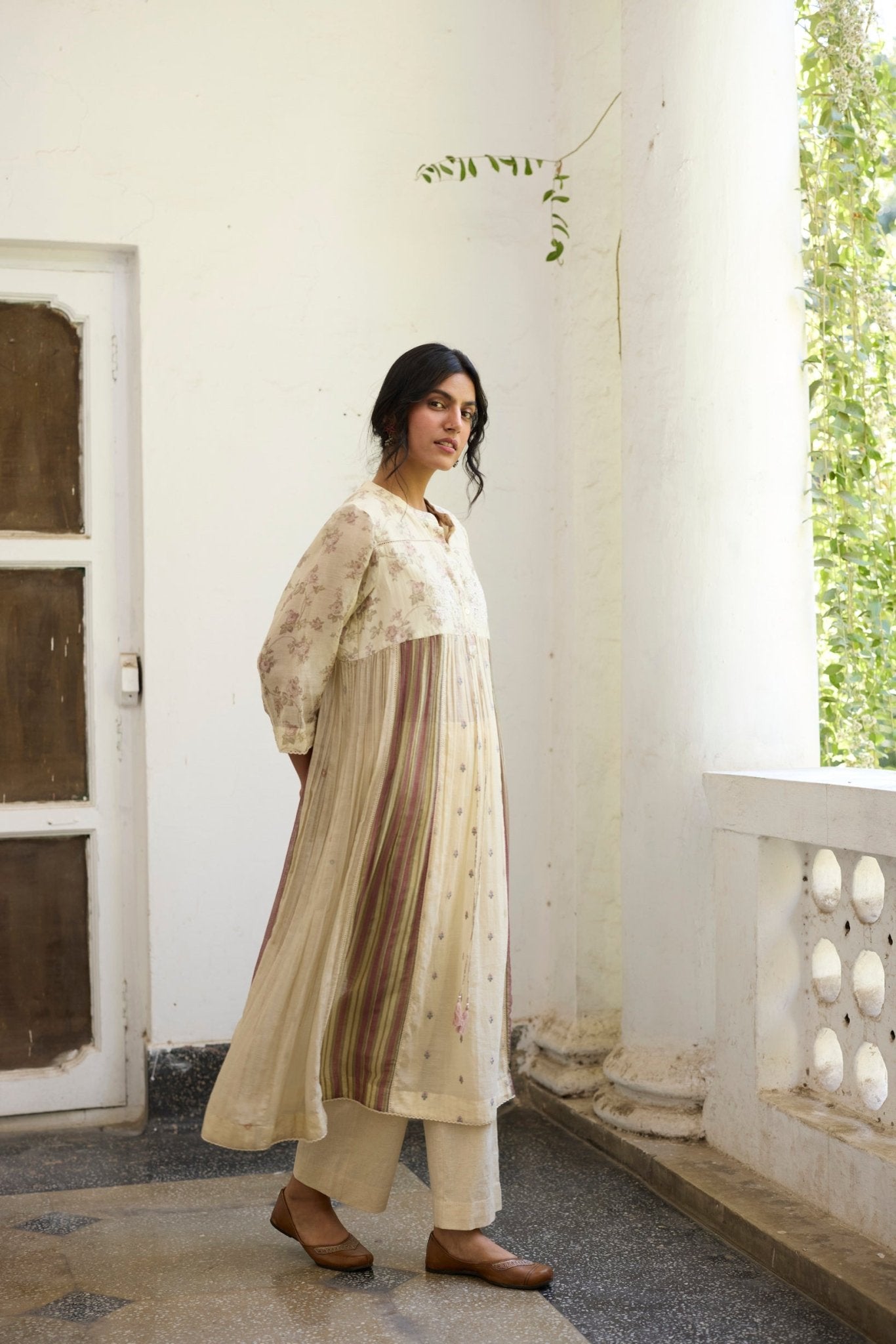 Chowa Kurta Set - Ecru and Purple - CiceroniKurta Set, Everyday WearKhyati Rughani