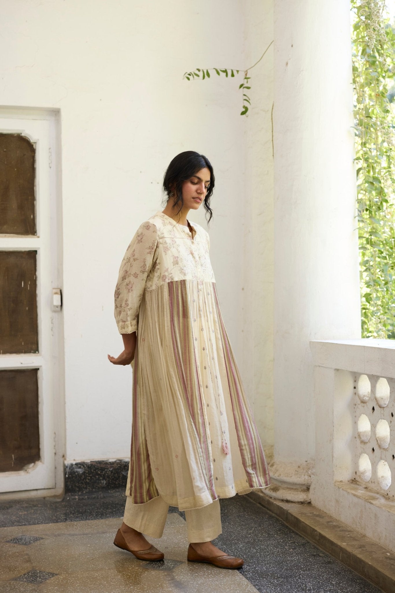Chowa Kurta Set - Ecru and Purple - CiceroniKurta Set, Everyday WearKhyati Rughani