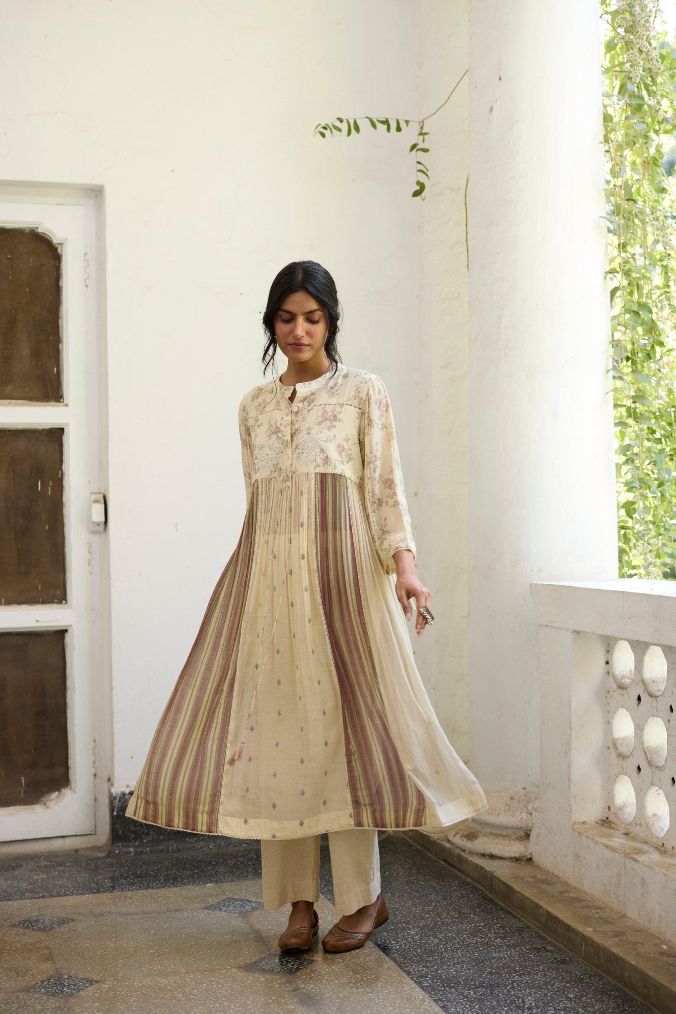 Chowa Kurta Set - Ecru and Purple - CiceroniKurta Set, Everyday WearKhyati Rughani