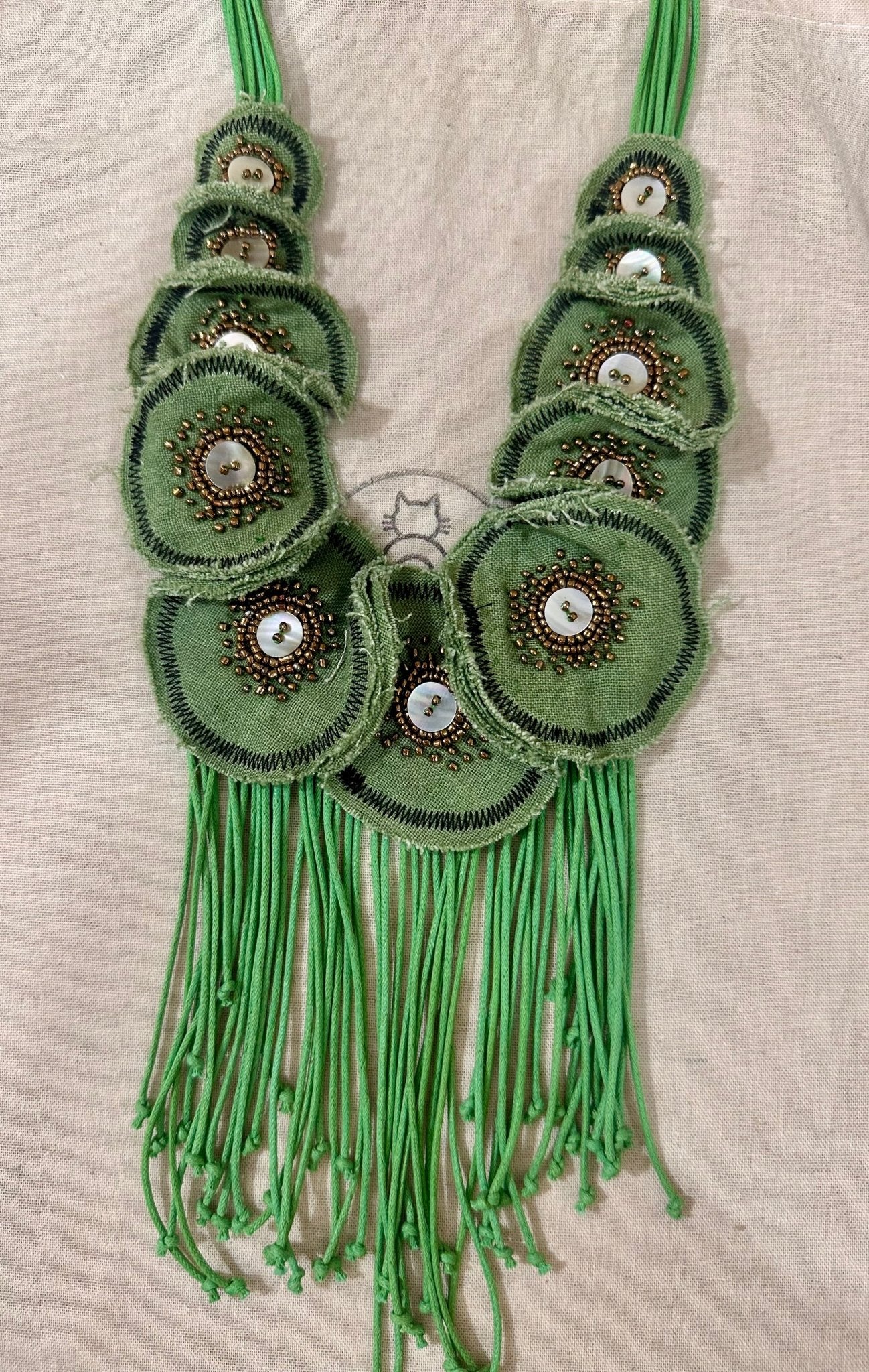 Circular Fabric Neckpiece - Green - CiceroniNeckpieceNine Lives