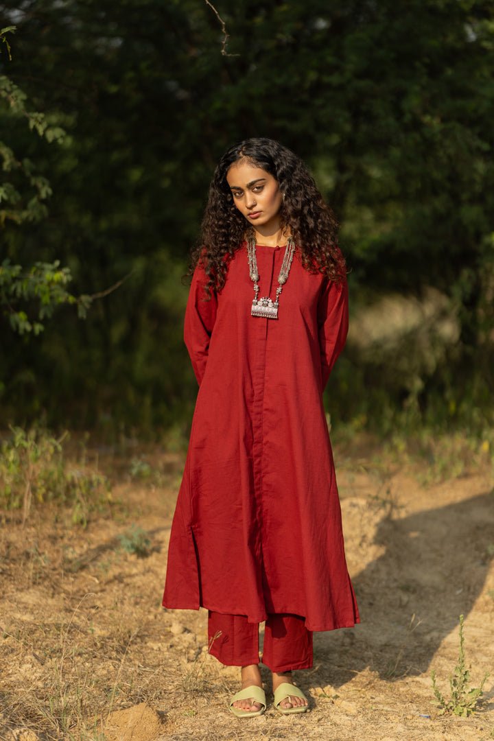 Claret Kurta Set with Dupatta - CiceroniKurta Set, Everyday WearMaidaan