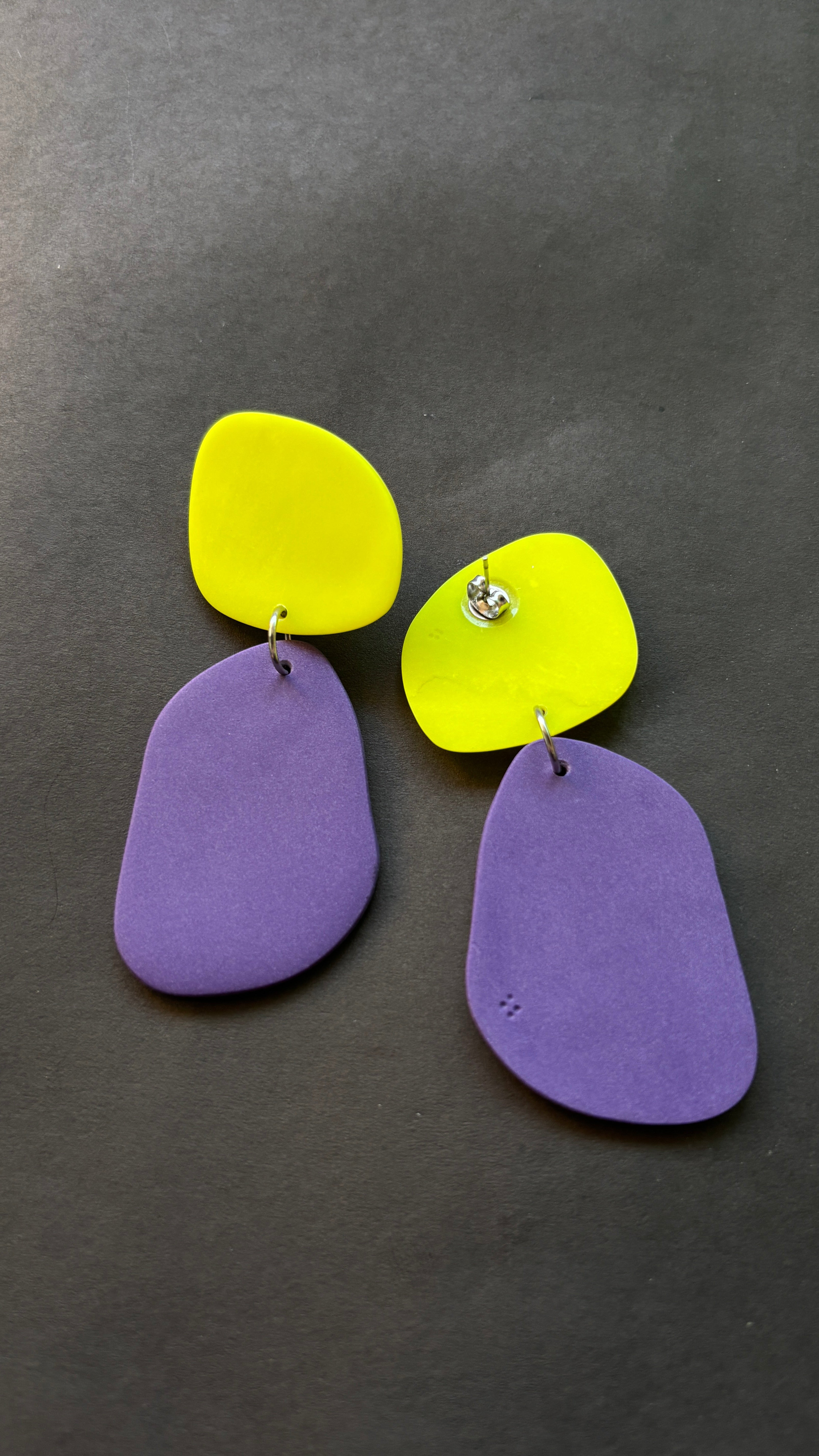 Classic Quads - Neon Yellow and Purple - CiceroniEarringsColoured Ears