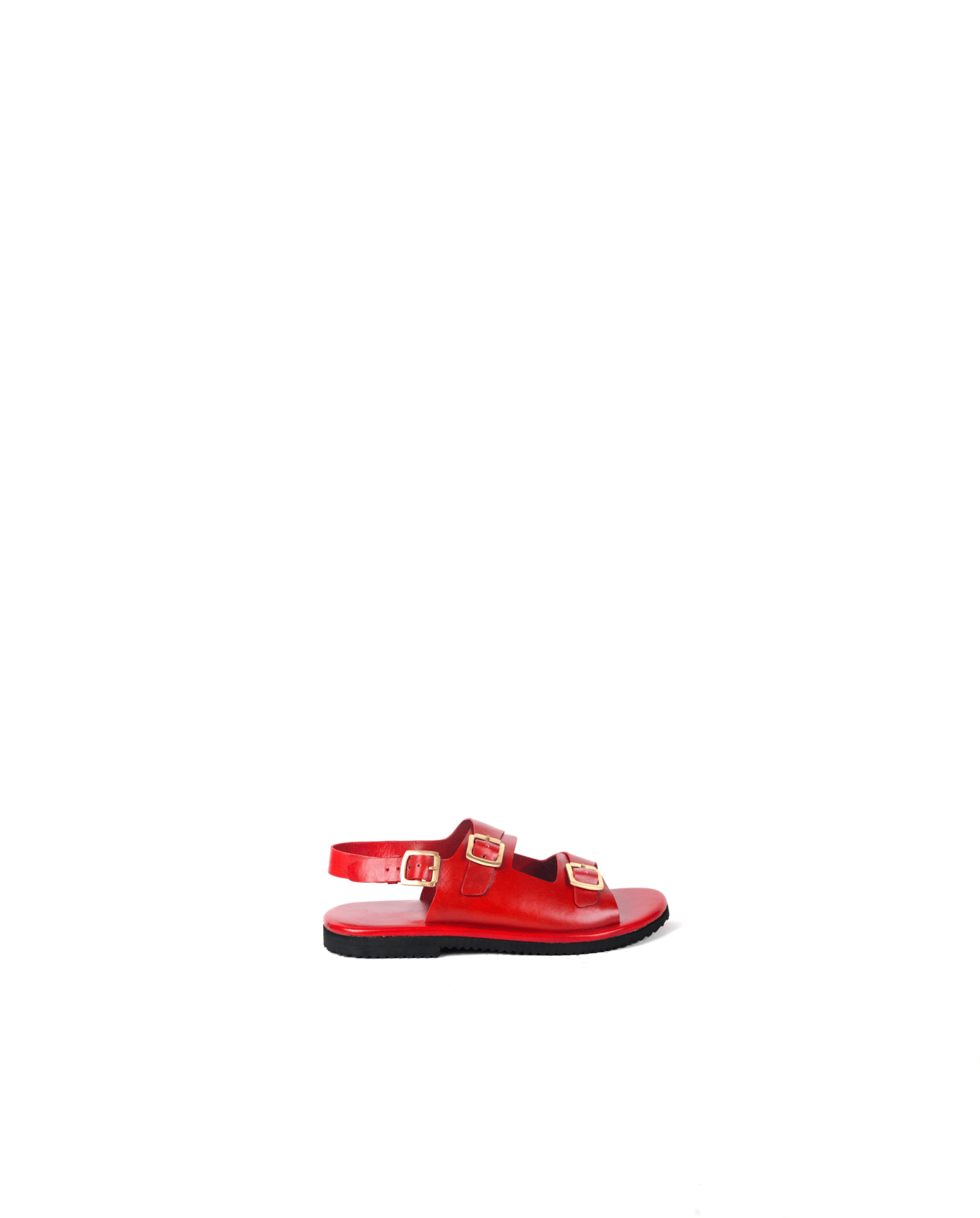 Classic Two Strap Leather Women's Sandals - Cherry Red - CiceroniSandalsSlomotion