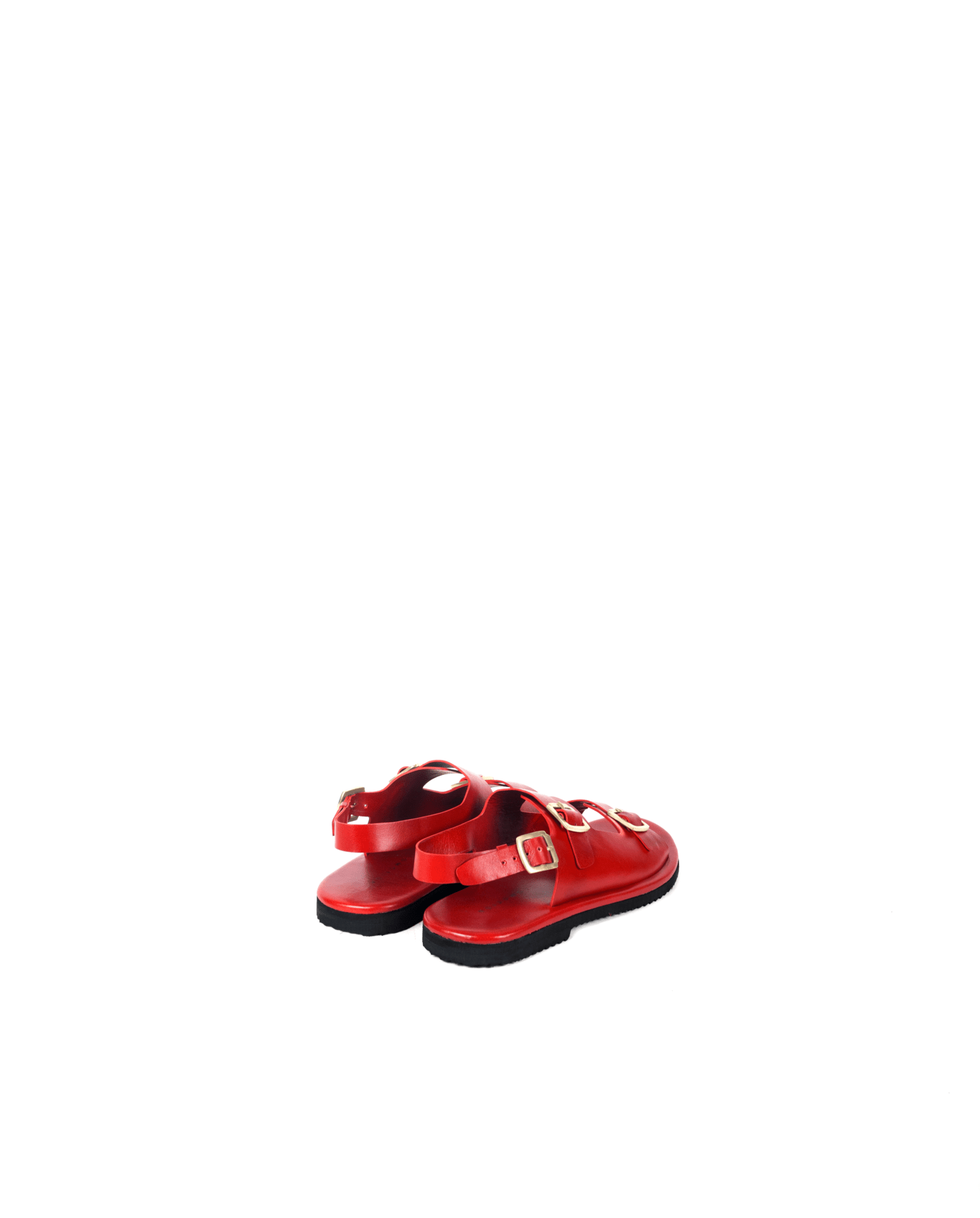 Classic Two Strap Leather Women's Sandals - Cherry Red - CiceroniSandalsSlomotion