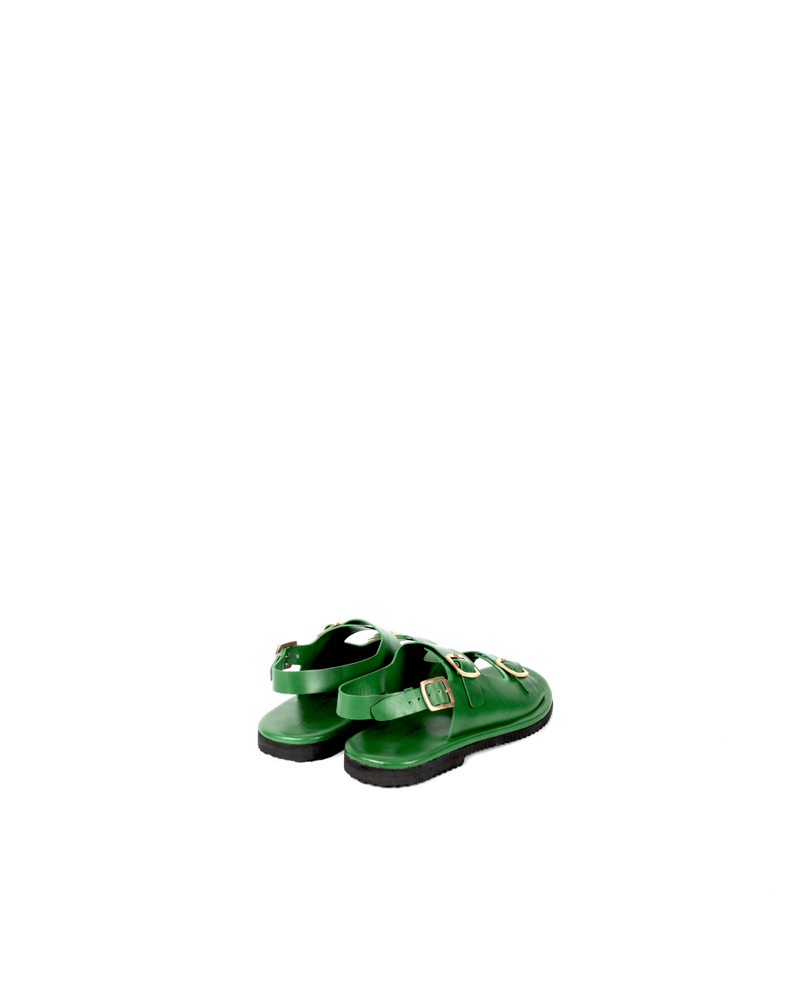 Classic Two Strap Leather Women's Sandals - Green - CiceroniSandalsSlomotion