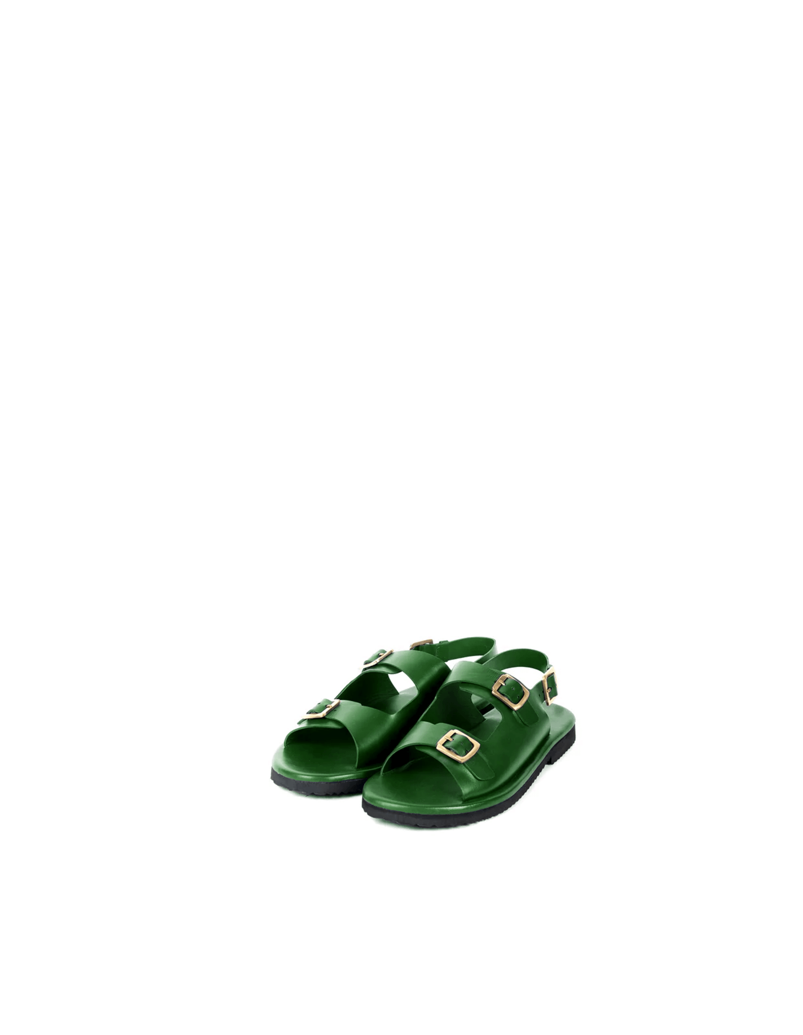 Classic Two Strap Leather Women's Sandals - Green - CiceroniSandalsSlomotion
