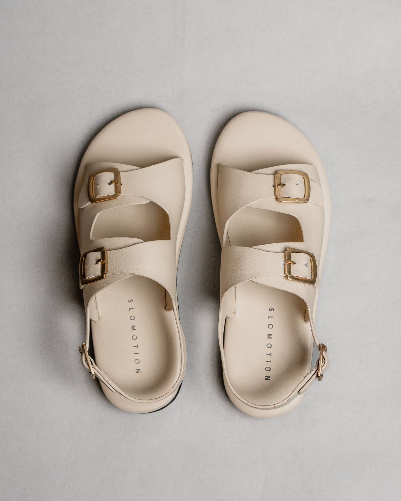 Classic Two Strap Leather Women's Sandals - Ivory - CiceroniSandalsSlomotion