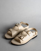 Classic Two Strap Leather Women's Sandals - Ivory - CiceroniSandalsSlomotion
