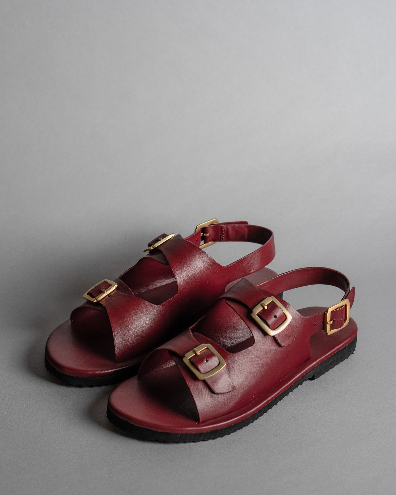 Classic Two Strap Leather Women's Sandals - Wine - CiceroniSandalsSlomotion