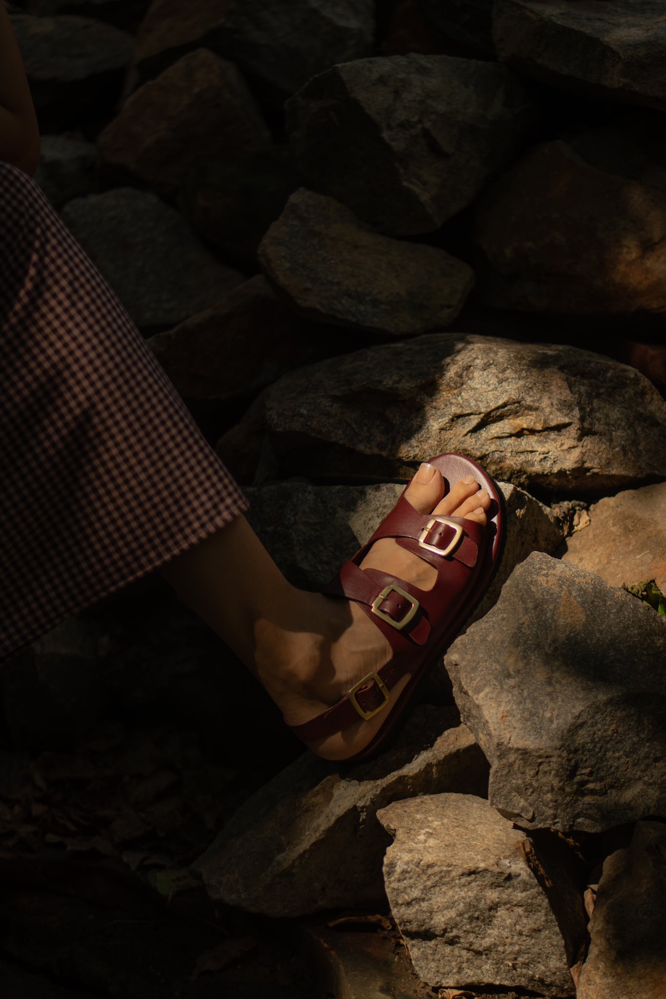 Classic Two Strap Leather Women's Sandals - Wine - CiceroniSandalsSlomotion