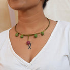 Cleo Neckpiece - Beige and Maroon - CiceroniNeckpiecePaulami