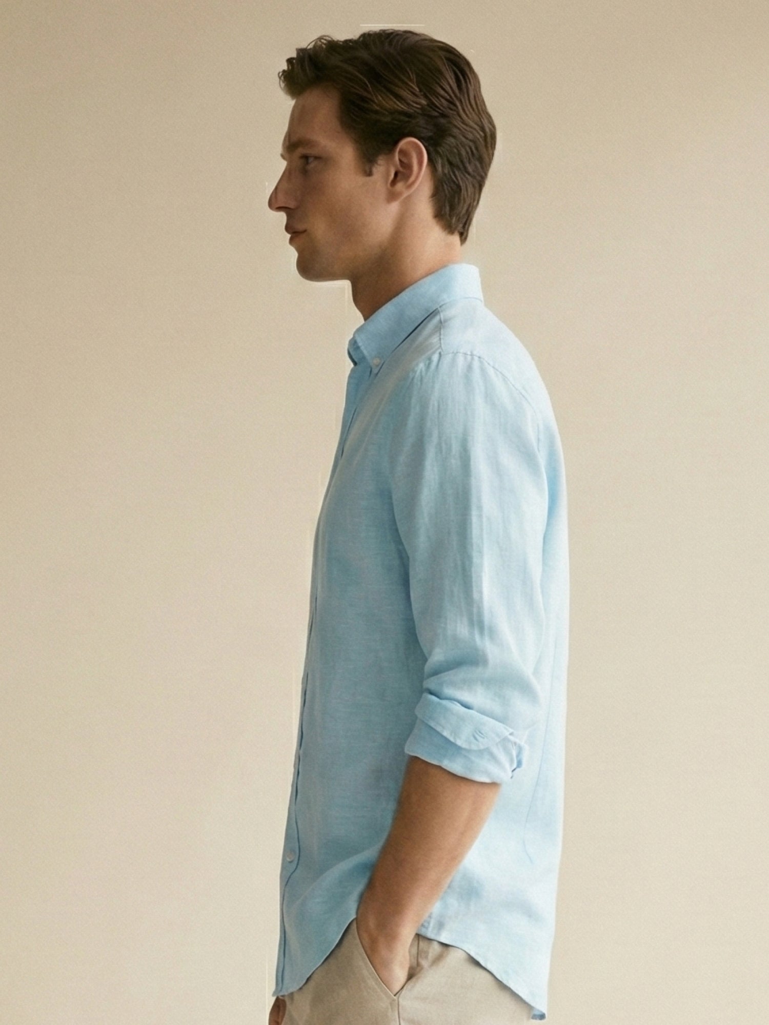 Cloud Blue 100% Pure Linen Button Down Shirt - CiceroniMen Shirtsbhrāta