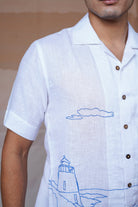 Coastal Charm - Hand Embroidered Unisex Linen Shirt - CiceroniShirtsCultura Studio