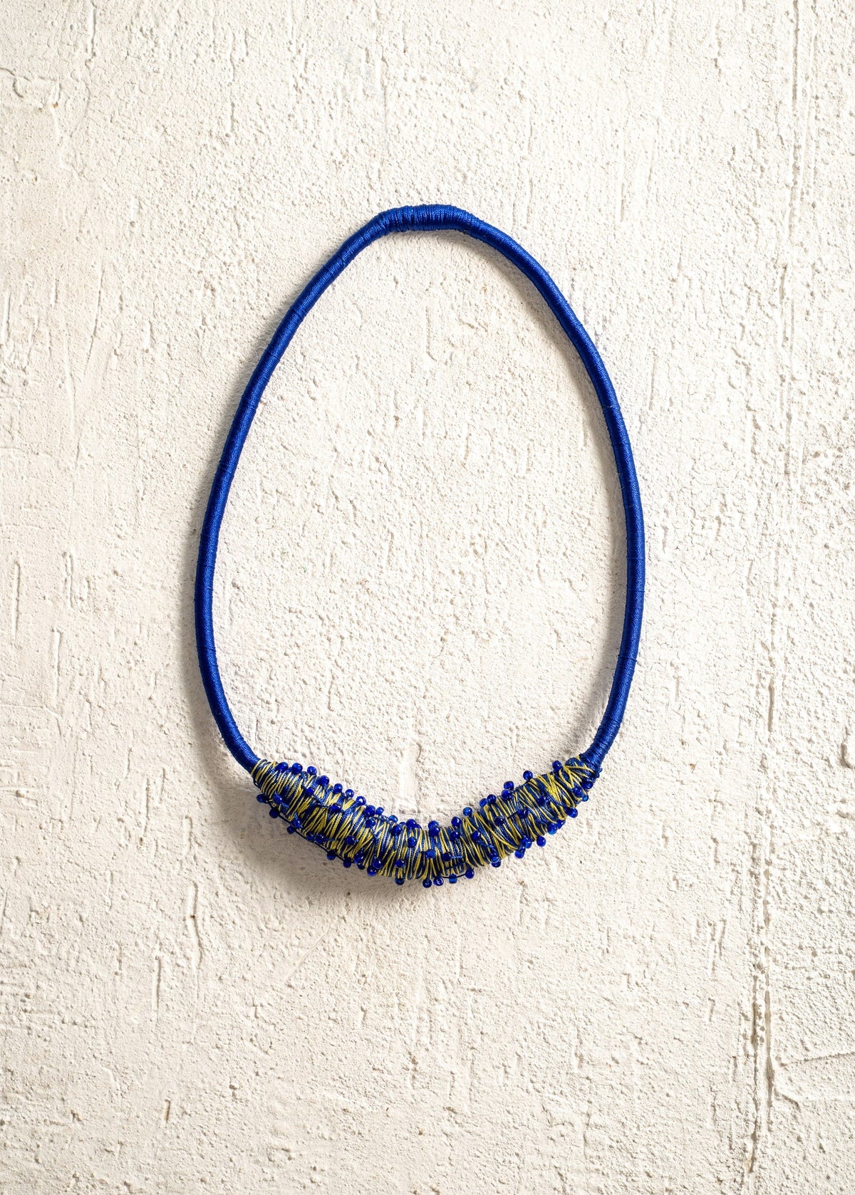 Cobalt Cord Necklace with Beaded Bib - CiceroniNeckpieceBoundless by Shilpi