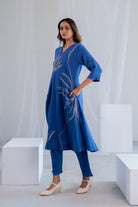 Cobalt Ecru Foliage Kurta - CiceroniKurta, Everyday WearSilai Studio