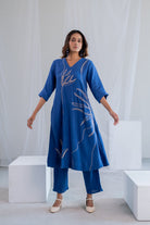 Cobalt Ecru Foliage Kurta - CiceroniKurta, Everyday WearSilai Studio
