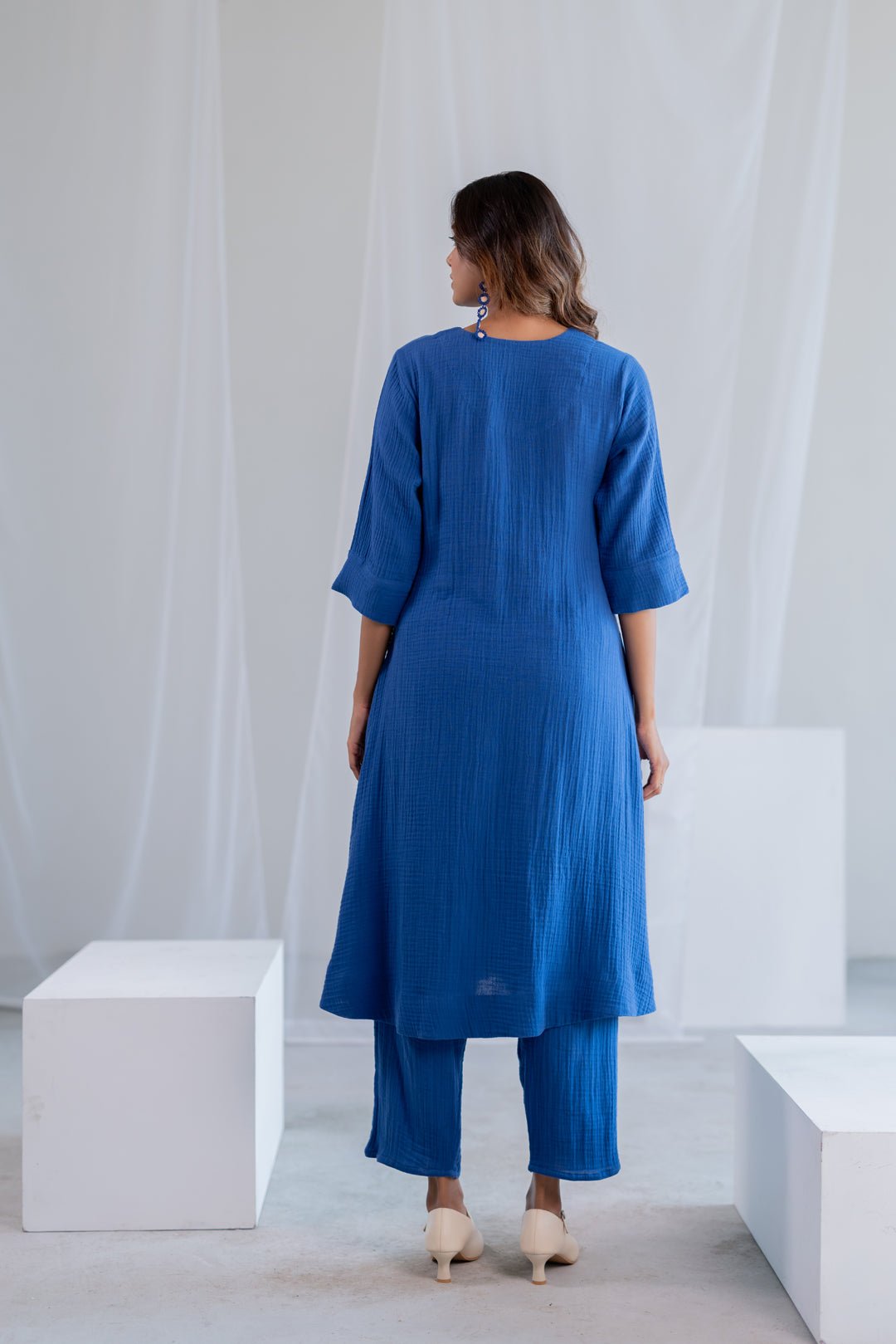 Cobalt Ecru Foliage Kurta - CiceroniKurta, Everyday WearSilai Studio
