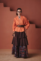 Coffee Chintz Co - Linen Tiered Skirt - CiceroniSkirtsSaphed