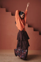 Coffee Chintz Co - Linen Tiered Skirt - CiceroniSkirtsSaphed