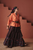 Coffee Chintz Co - Linen Tiered Skirt - CiceroniSkirtsSaphed