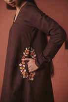 Coffee Co - Linen Embroidered Pocket Kurta Set - CiceroniKurta Set, Everyday WearSaphed