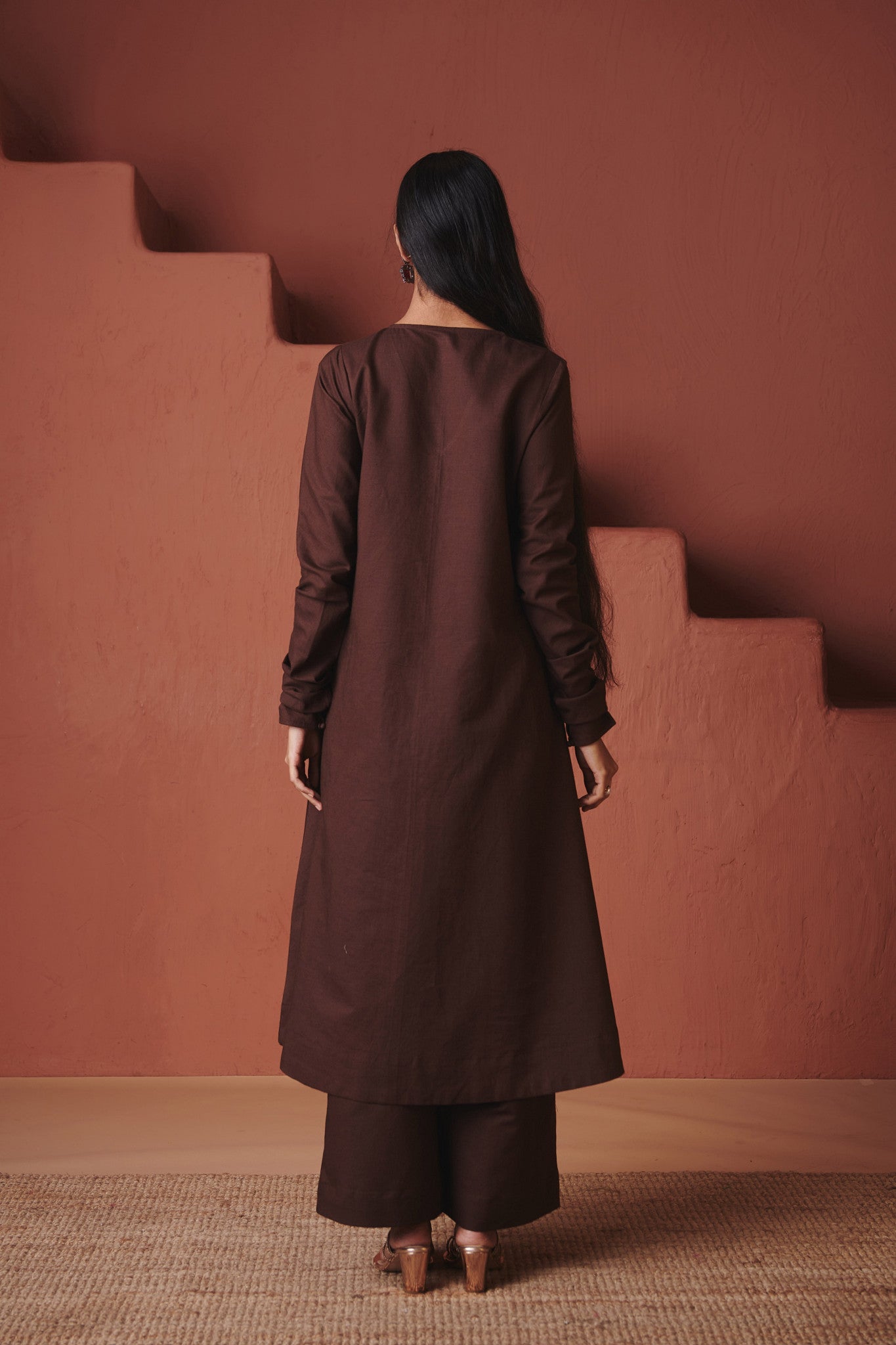 Coffee Co - Linen Embroidered Pocket Kurta Set - CiceroniKurta Set, Everyday WearSaphed