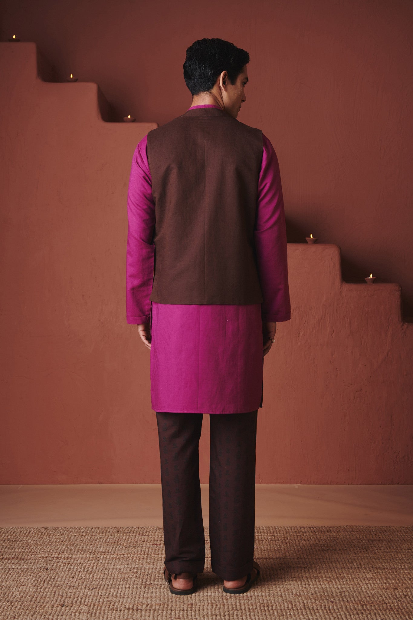 Coffee Co - Linen Men's Nehru Jacket - CiceroniMen ShirtsSaphed