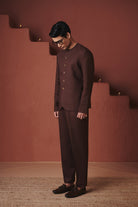 Coffee Co - Linen Men's Round Neck Jacket Set - CiceroniCo - ord SetSaphed