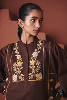 Coffee Co - Linen Multi - Panelled Kurta Set - CiceroniWomen PantsSaphed