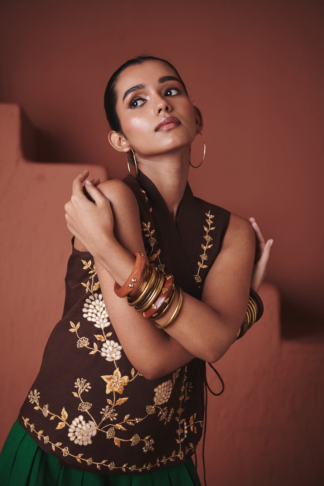 Coffee Co - Linen Wrap Waistcoat - CiceroniWaistcoatSaphed