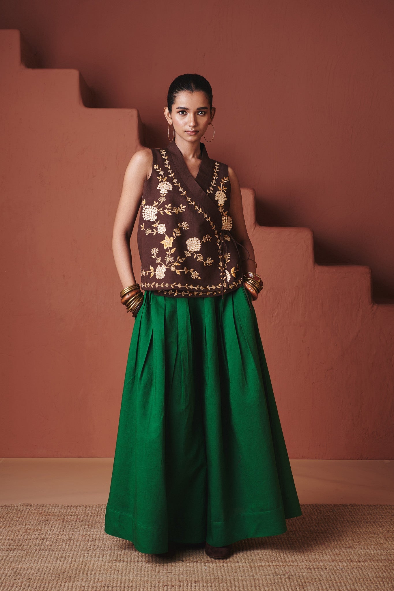 Coffee Co - Linen Wrap Waistcoat - CiceroniWaistcoatSaphed