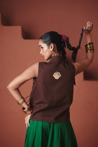 Coffee Co - Linen Wrap Waistcoat - CiceroniWaistcoatSaphed