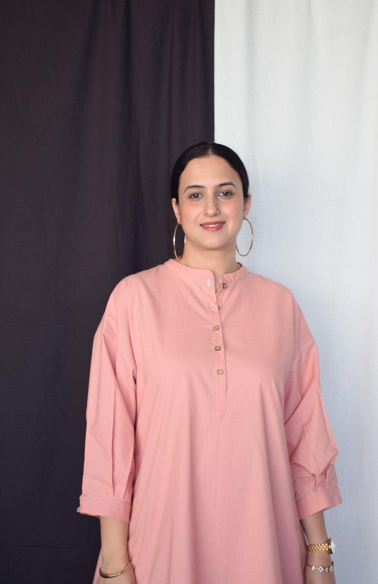 Coffee Pink Anti - fit Kurta with Placket - CiceroniKurta, Everyday WearHouse of Moxa