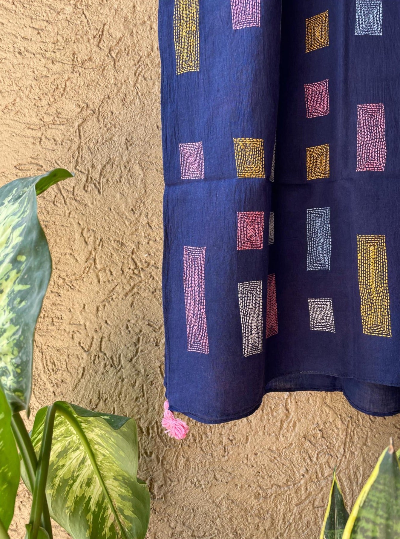 Colour Block Stole- Indigo - CiceroniStoleIra