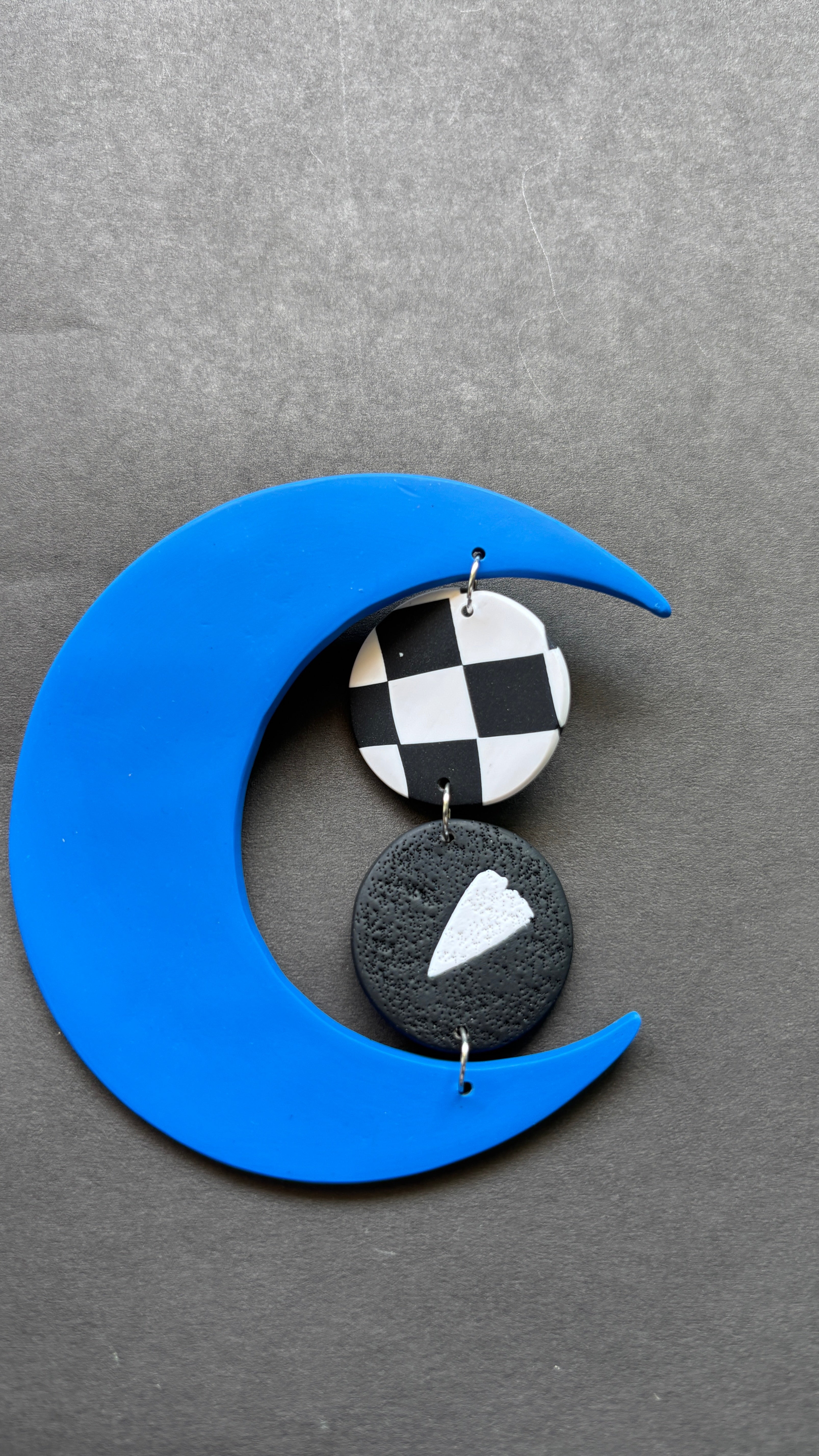 Contemporary Moon - Blue, White and Black - CiceroniEarringsColoured Ears