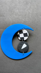 Contemporary Moon - Blue, White and Black - CiceroniEarringsColoured Ears